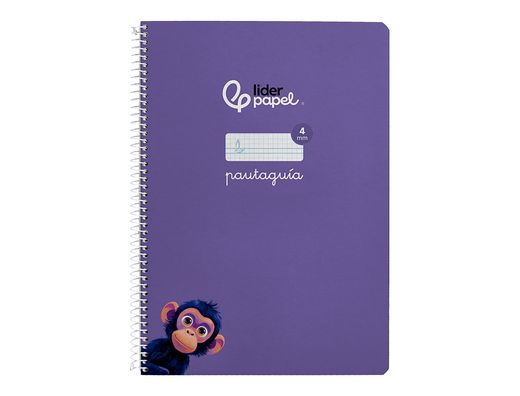 Cuaderno espiral liderpapel A4 pautaguia tapa dura 80h 90 gr cuadro pautado 4mm color lila