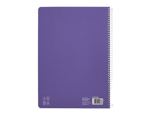 Cuaderno espiral liderpapel A4 pautaguia tapa dura 80h 90 gr cuadro pautado 4mm color lila