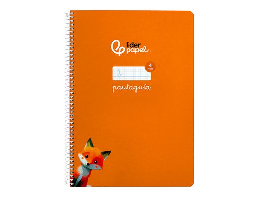 Cuaderno espiral liderpapel A4 pautaguia tapa dura 80h 90 gr cuadro pautado 4mm color naranja