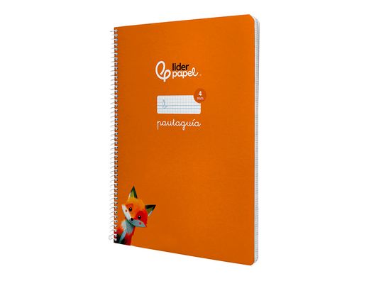 Cuaderno espiral liderpapel A4 pautaguia tapa dura 80h 90 gr cuadro pautado 4mm color naranja