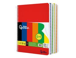 Cuaderno espiral liderpapel A4 smart tapa blanda 80h 75gr cuadro 4 mm con margen pack 5+1 colores surtidos