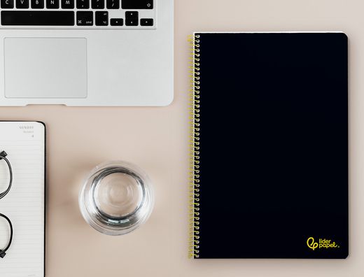 Cuaderno espiral liderpapel A4 smart tapa blanda 80h 75gr pauta 2,5mm con margen color negro