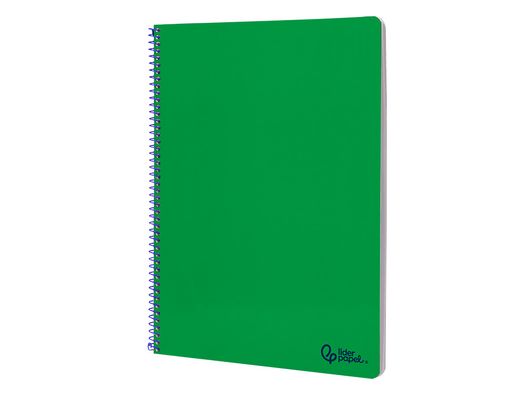Cuaderno espiral liderpapel A4 smart tapa blanda 80h 75gr pauta 2,5mm con margen color verde