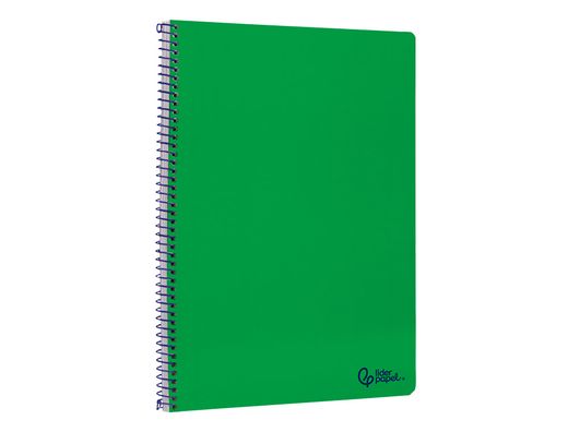 Cuaderno espiral liderpapel A4 smart tapa blanda 80h 75gr pauta 2,5mm con margen color verde