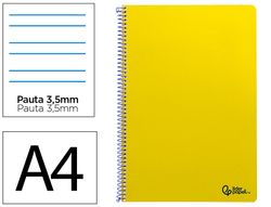 Cuaderno espiral liderpapel A4 smart tapa blanda 80h 75gr pauta 3,5mm con margen color amarillo