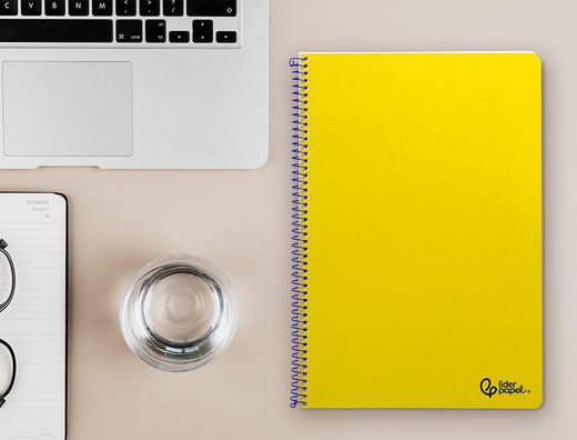 Cuaderno espiral liderpapel A4 smart tapa blanda 80h 75gr pauta 3,5mm con margen color amarillo