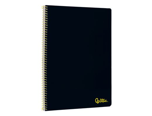 Cuaderno espiral liderpapel A4 smart tapa blanda 80h 75gr pauta 3,5mm con margen color negro