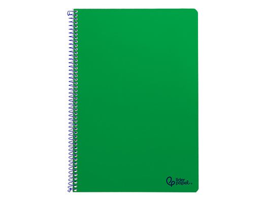 Cuaderno espiral liderpapel A4 smart tapa blanda 80h 75gr pauta 3,5mm con margen color verde