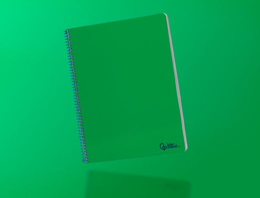 Cuaderno espiral liderpapel A4 smart tapa blanda 80h 75gr pauta 3,5mm con margen color verde