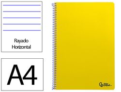 Cuaderno espiral liderpapel A4 smart tapa blanda 80h 75gr rayado horizontal con margen color amarillo