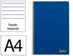 Cuaderno espiral liderpapel A4 smart tapa blanda 80h 75gr rayado horizontal con margen color azul oscuro
