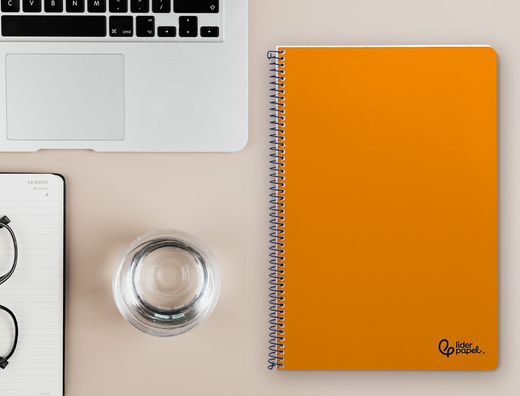 Cuaderno espiral liderpapel A4 smart tapa blanda 80h 75gr rayado horizontal con margen color naranja