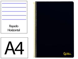 Cuaderno espiral liderpapel A4 smart tapa blanda 80h 75gr rayado horizontal con margen color negro
