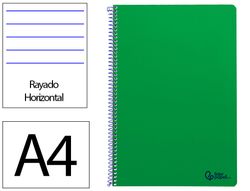 Cuaderno espiral liderpapel A4 smart tapa blanda 80h 75gr rayado horizontal con margen color verde