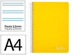 Cuaderno espiral liderpapel A4 witty tapa dura 80h 90gr pauta 2,5mm con margen color amarillo