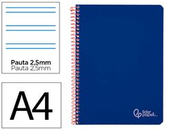 Cuaderno espiral liderpapel A4 witty tapa dura 80h 90gr pauta 2,5mm con margen color azul oscuro