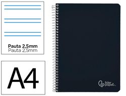 Cuaderno espiral liderpapel A4 witty tapa dura 80h 90gr pauta 2,5mm con margen color negro