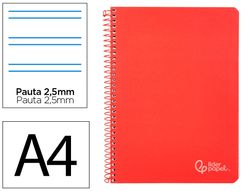 Cuaderno espiral liderpapel A4 witty tapa dura 80h 90gr pauta 2,5mm con margen color rojo