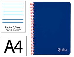 Cuaderno espiral liderpapel A4 witty tapa dura 80h 90gr pauta 3,5mm con margen color azul oscuro