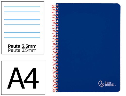 Cuaderno espiral liderpapel A4 witty tapa dura 80h 90gr pauta 3,5mm con margen color azul oscuro