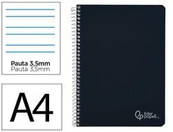 Cuaderno espiral liderpapel A4 witty tapa dura 80h 90gr pauta 3,5mm con margen color negro