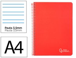 Cuaderno espiral liderpapel A4 witty tapa dura 80h 90gr pauta 3,5mm con margen color rojo
