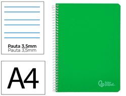 Cuaderno espiral liderpapel A4 witty tapa dura 80h 90gr pauta 3,5mm con margen color verde