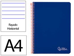 Cuaderno espiral liderpapel A4 witty tapa dura 80h 90gr rayado horizontal con margen color azul oscuro
