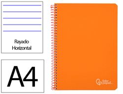 Cuaderno espiral liderpapel A4 witty tapa dura 80h 90gr rayado horizontal con margen color naranja