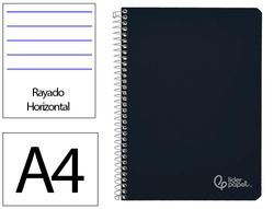 Cuaderno espiral liderpapel A4 witty tapa dura 80h 90gr rayado horizontal con margen color negro