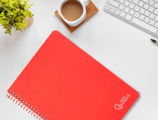 Cuaderno espiral liderpapel A4 witty tapa dura 80h 90gr rayado horizontal con margen color rojo