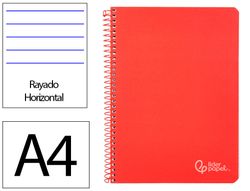 Cuaderno espiral liderpapel A4 witty tapa dura 80h 90gr rayado horizontal con margen color rojo