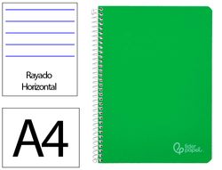 Cuaderno espiral liderpapel A4 witty tapa dura 80h 90gr rayado horizontal con margen color verde