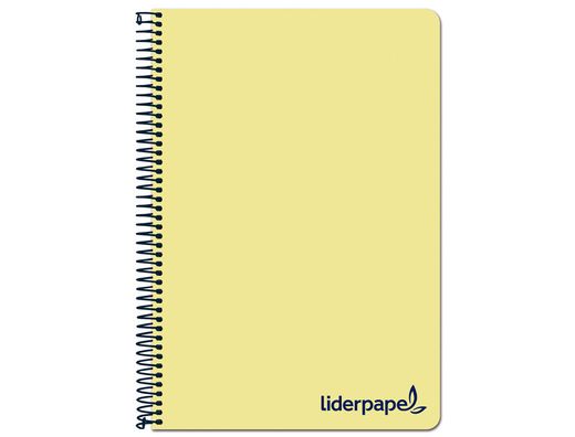 Cuaderno espiral liderpapel a4 wonder tapa plastico 80h 90gr cuadro 4mm con margen color amarillo