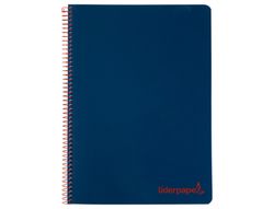Cuaderno espiral liderpapel a4 wonder tapa plastico 80h 90gr cuadro 4mm con margen color azul marino