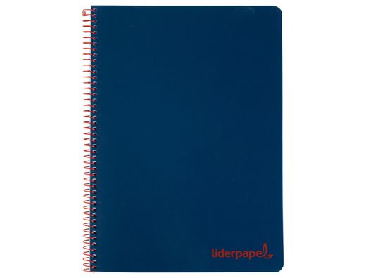 Cuaderno espiral liderpapel a4 wonder tapa plastico 80h 90gr cuadro 4mm con margen color azul marino