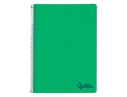 Cuaderno espiral liderpapel A4 wonder tapa plastico 80h 90gr cuadro 4mm con margen color verde oscuro