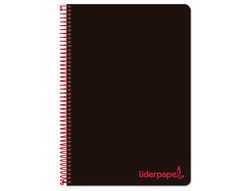 Cuaderno espiral liderpapel a4 wonder tapa plastico 80h 90gr cuadro 4mm con margen color negro
