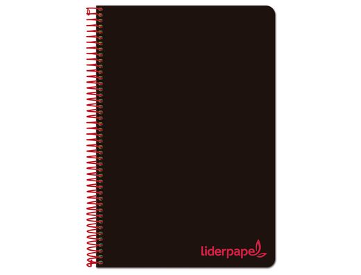 Cuaderno espiral liderpapel a4 wonder tapa plastico 80h 90gr cuadro 4mm con margen color negro