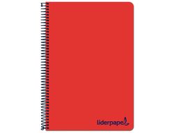 Cuaderno espiral liderpapel a4 wonder tapa plastico 80h 90gr cuadro 4mm con margen color rojo