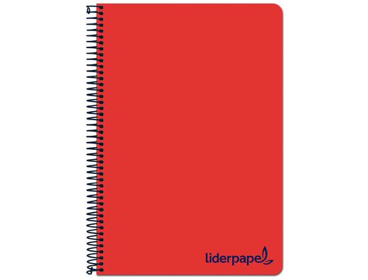Cuaderno espiral liderpapel a4 wonder tapa plastico 80h 90gr cuadro 4mm con margen color rojo