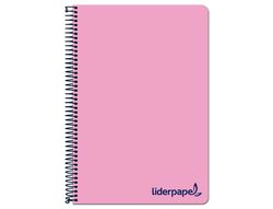 Cuaderno espiral liderpapel a4 wonder tapa plastico 80h 90gr cuadro 4mm con margen color rosa