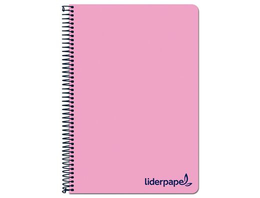 Cuaderno espiral liderpapel a4 wonder tapa plastico 80h 90gr cuadro 4mm con margen color rosa