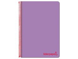 Cuaderno espiral liderpapel a4 wonder tapa plastico 80h 90gr cuadro 4mm con margen color violeta