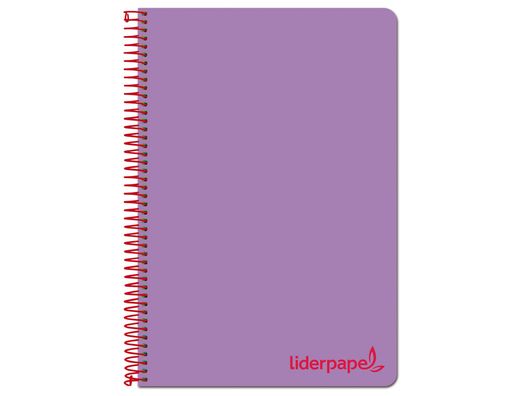 Cuaderno espiral liderpapel a4 wonder tapa plastico 80h 90gr cuadro 4mm con margen color violeta