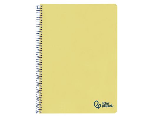 Cuaderno espiral liderpapel A4 wonder tapa plastico 80h 90gr pauta ancha 3,5mm con margen color amarillo