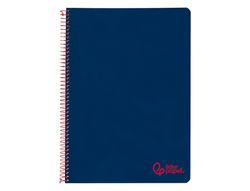 Cuaderno espiral liderpapel A4 wonder tapa plastico 80h 90gr pauta ancha 3,5mm con margen color azul marino