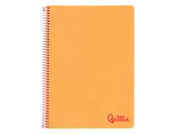 Cuaderno espiral liderpapel A4 wonder tapa plastico 80h 90gr pauta ancha 3,5mm con margen color naranja