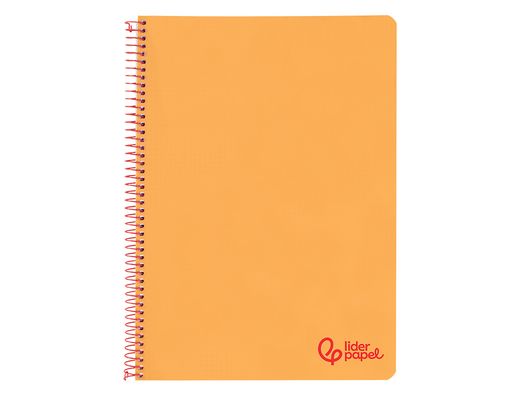 Cuaderno espiral liderpapel A4 wonder tapa plastico 80h 90gr pauta ancha 3,5mm con margen color naranja