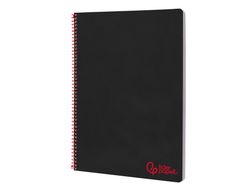 Cuaderno espiral liderpapel A4 wonder tapa plastico 80h 90gr pauta ancha 3,5mm con margen color negro